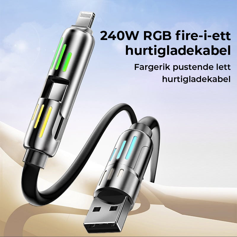 7-farget pustelys 240W 4-i-1 USB-C-kabel