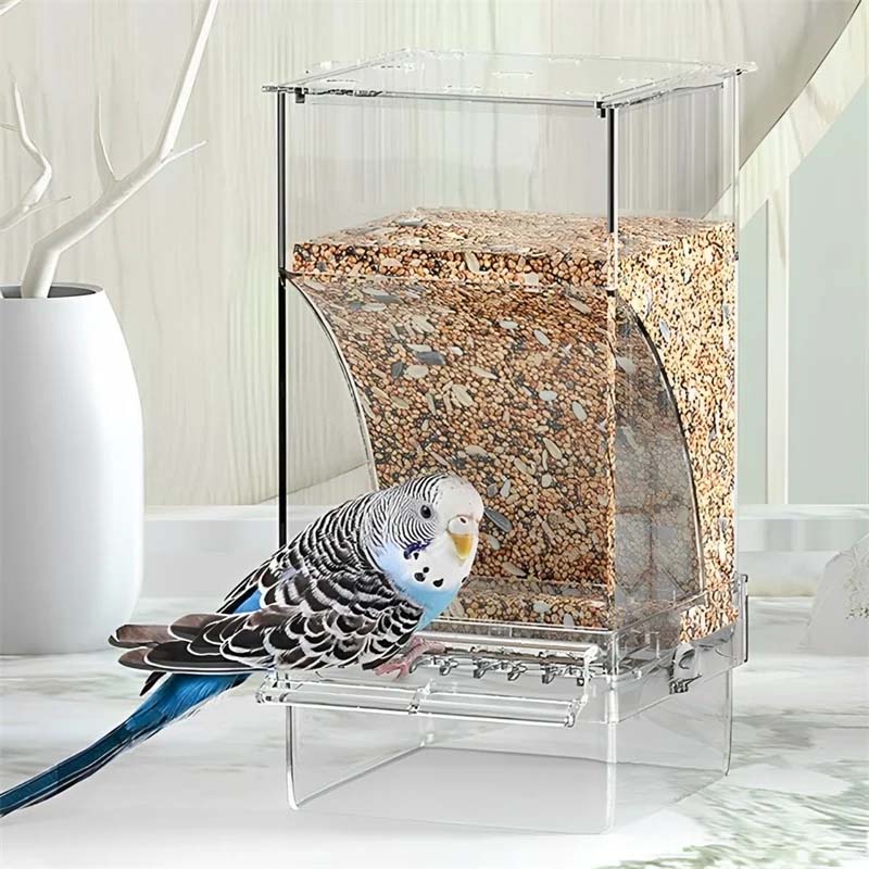 Automatisk No-Spill transparent fuglemater