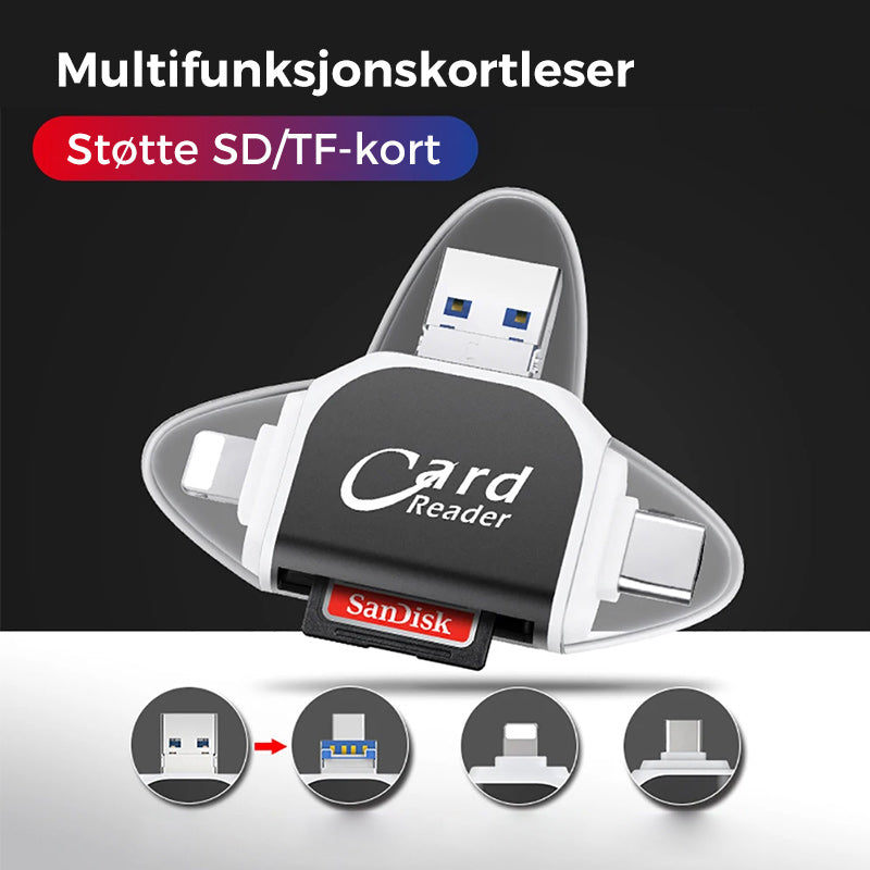 Forhåndssalg rabattpris>>Multi-Port 4 i 1 Universal SD TF-kortleser